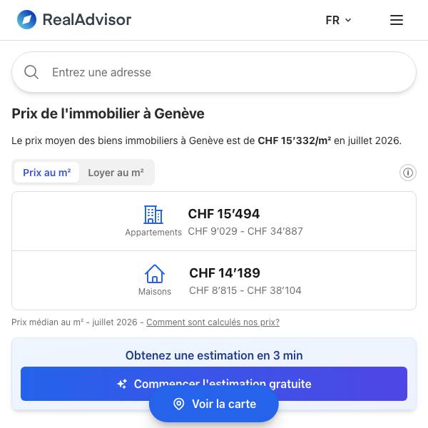 Aperçu des prix immobiliers à Genève sur RealAdvisor